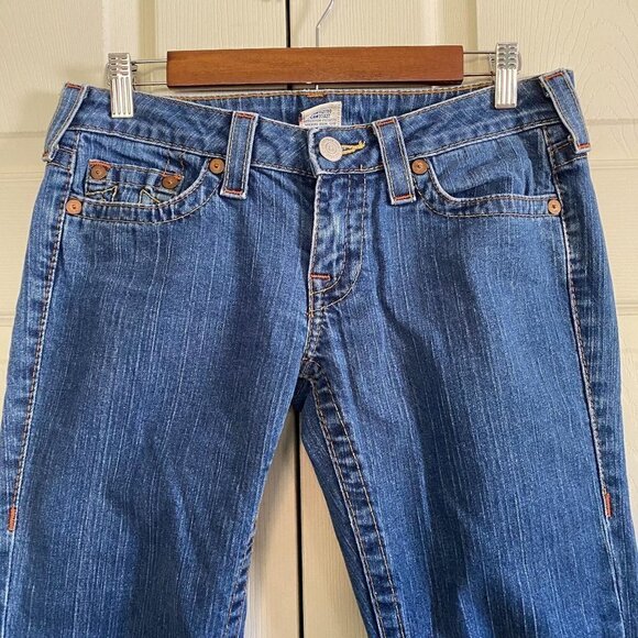 True Religion Women's Johnny Stadium Patch Embroidered Logo Pocket Jeans Size 29 - Picture 4 of 8